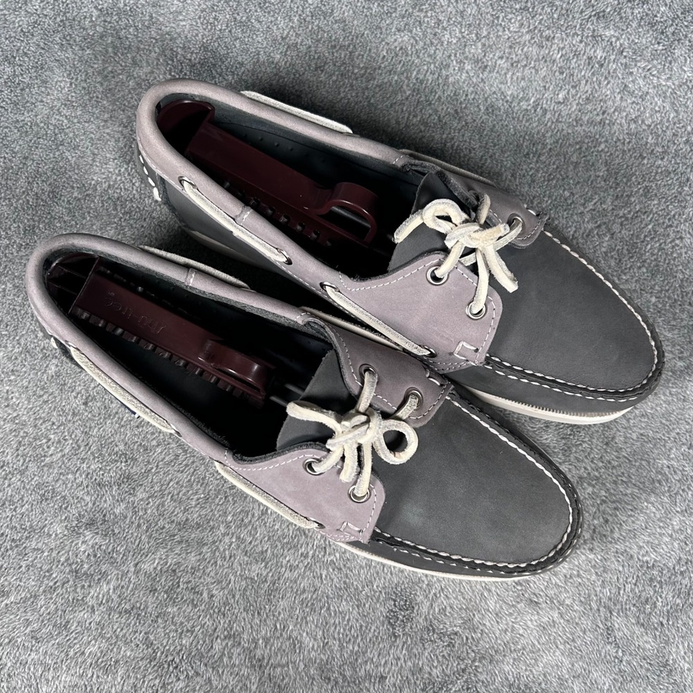 Sebago Docksides Grey Charcoal Nubuck Leather Boat Shoes Womens 9 M 79048122 - Picture 2 of 11